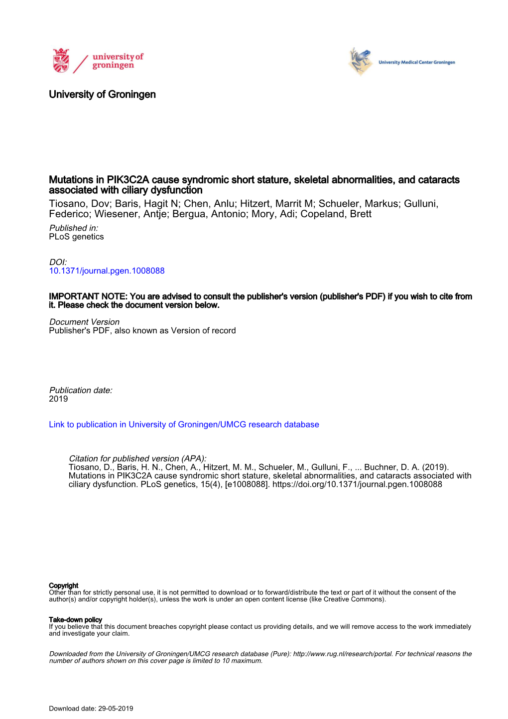 Mutations in PIK3C2A Cause Syndromic Short Stature