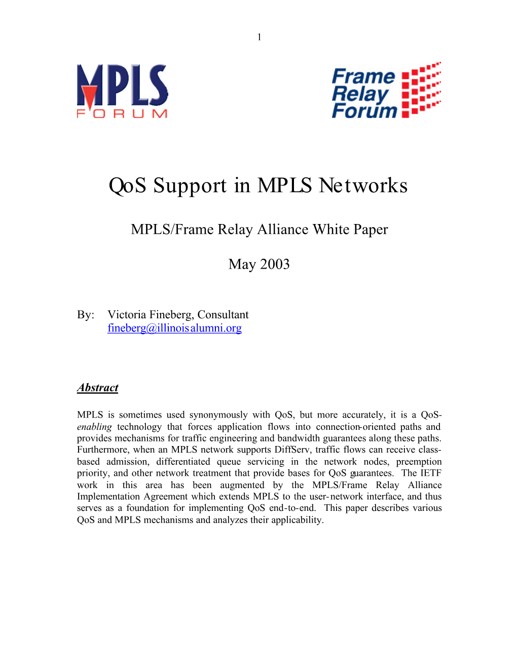 Qos Support in MPLS Networks