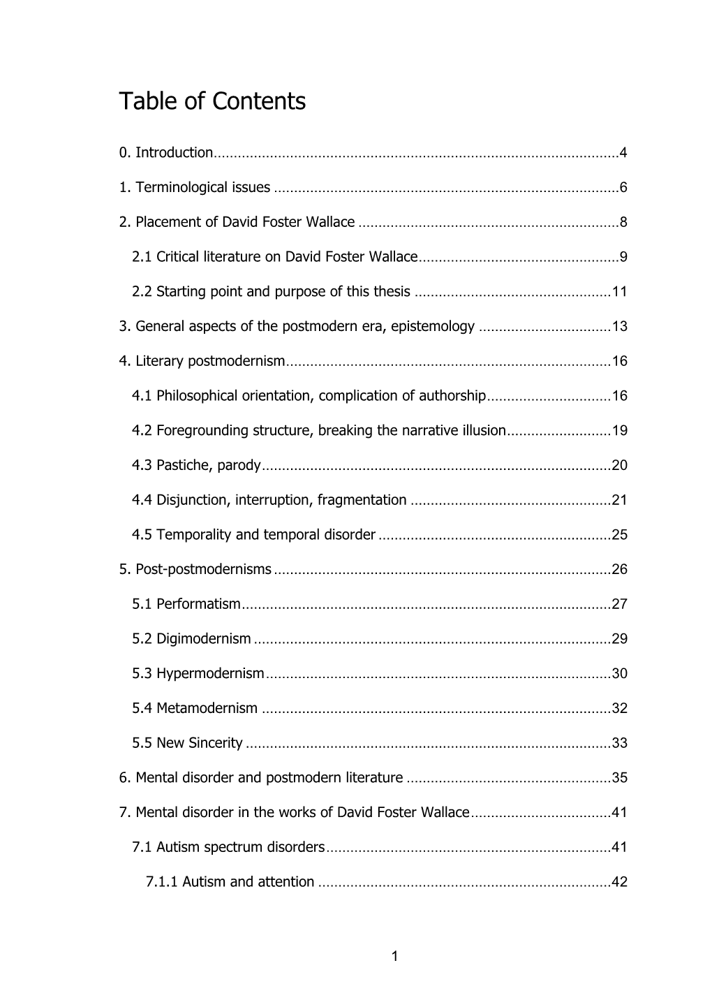 Table of Contents