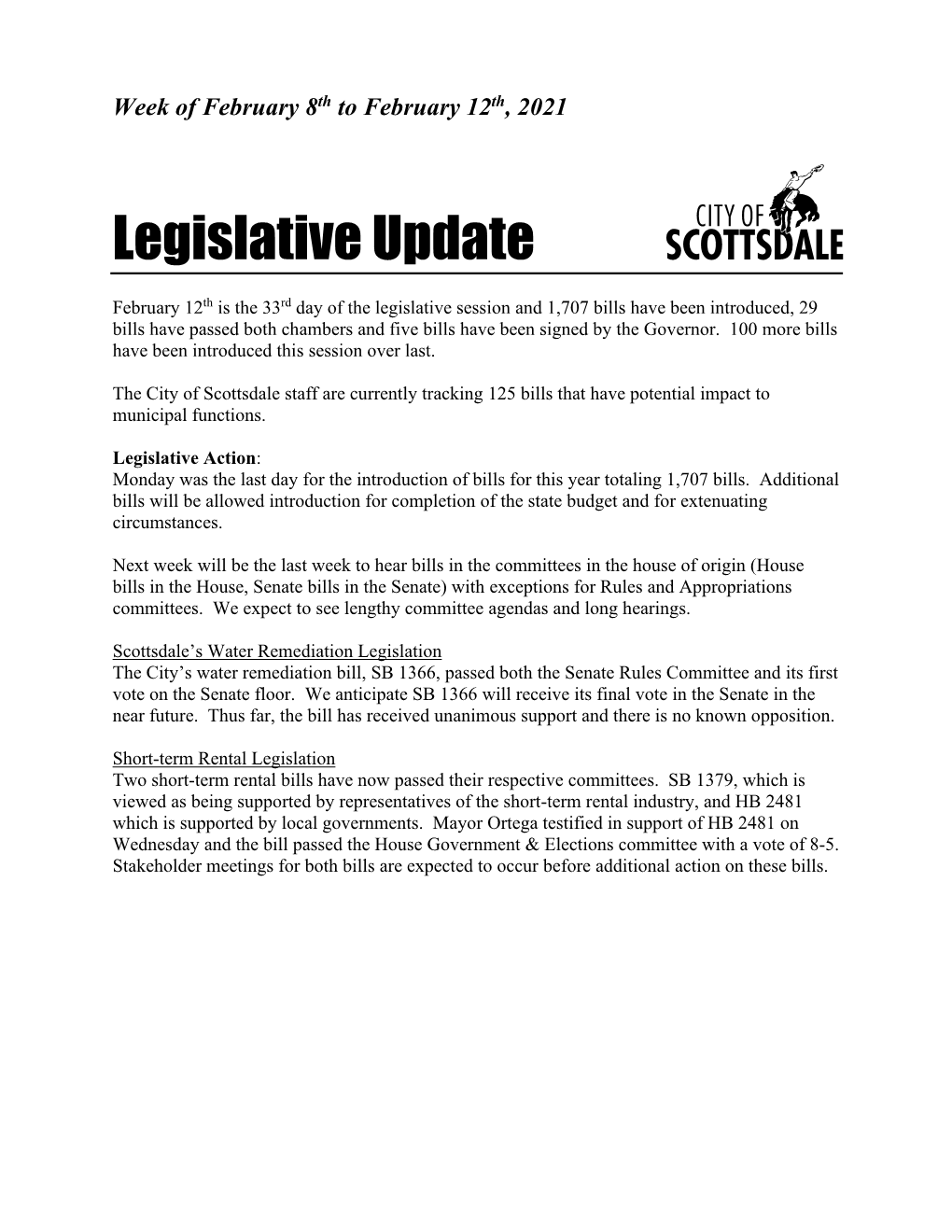 Legislative Update