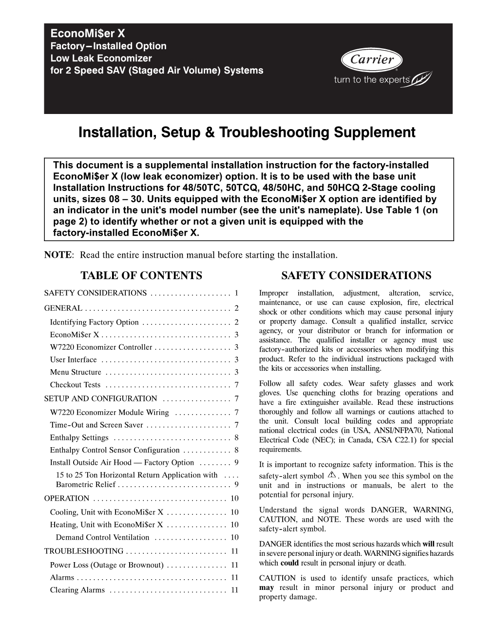 Installation, Setup & Troubleshooting Supplement