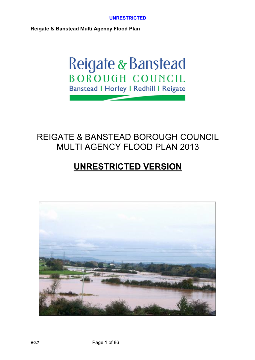 Reigate & Banstead Borough Council Multi Agency Flood Plan 2013