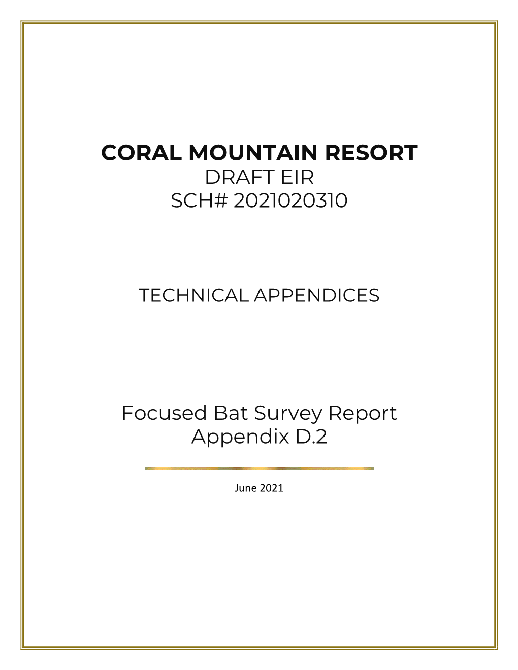 Coral Mountain Resort Draft Eir Sch# 2021020310