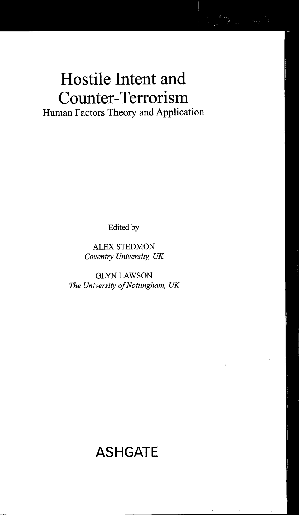 Hostile Intent and Counter-Terrorism Human Factors Theory and Application