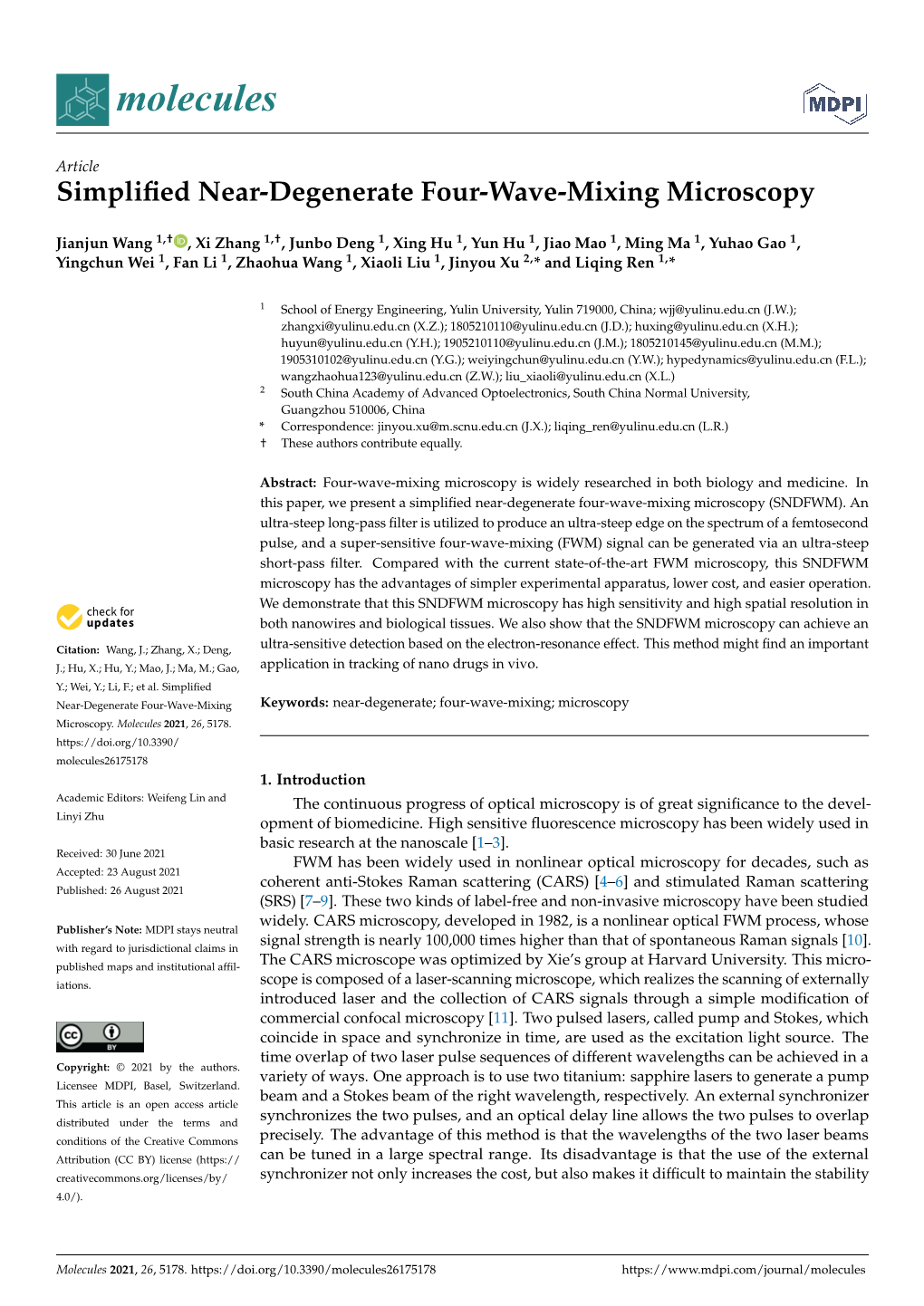 Simplified Near-Degenerate Four-Wave-Mixing Microscopy