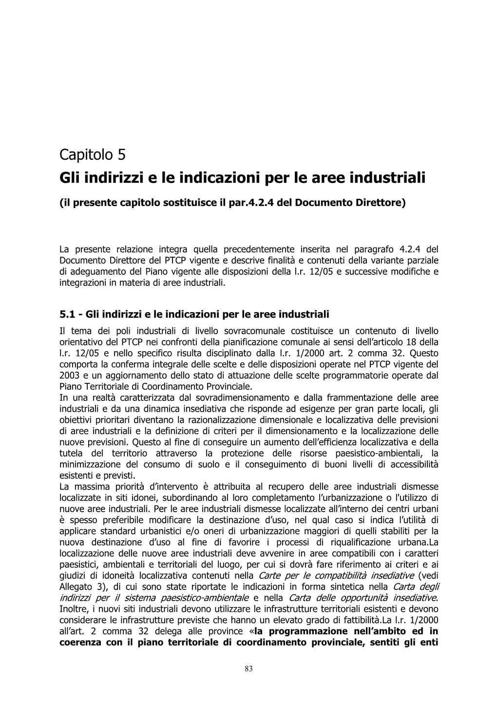 Capitolo 5 Gli Indirizzi E Le Indicazioni Per Le Aree Industriali