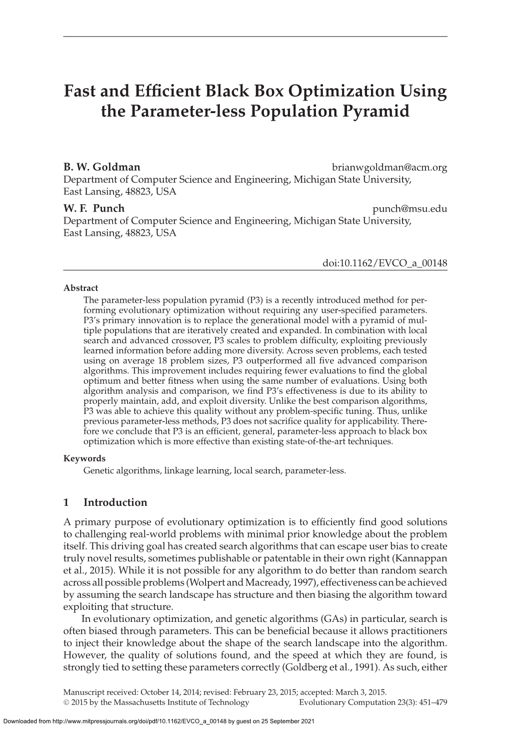 Fast and Efficient Black Box Optimization Using the Parameter-Less Population Pyramid