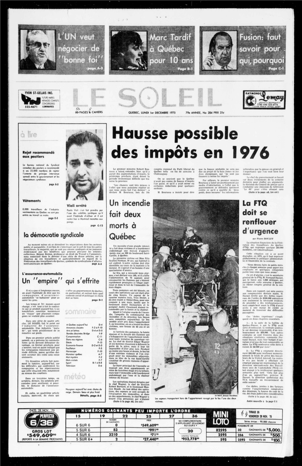 Hausse Possible Des Impôts En 1976