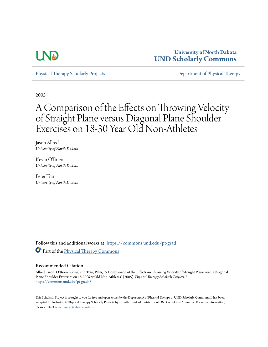 A Comparison of the Effects on Throwing Velocity of Straight Plane