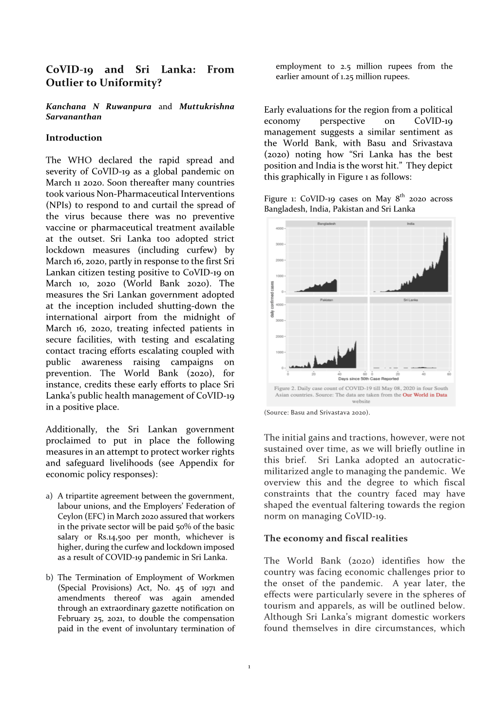 Covid-19 and Sri Lanka: from Employment to 2.5 Million Rupees from the Earlier Amount of 1.25 Million Rupees