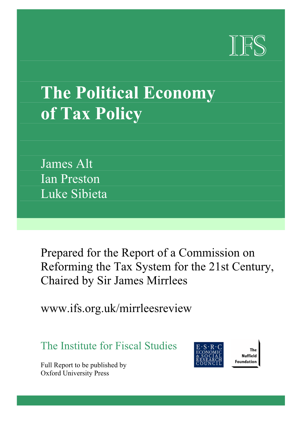 The Political Economy of Tax Policy