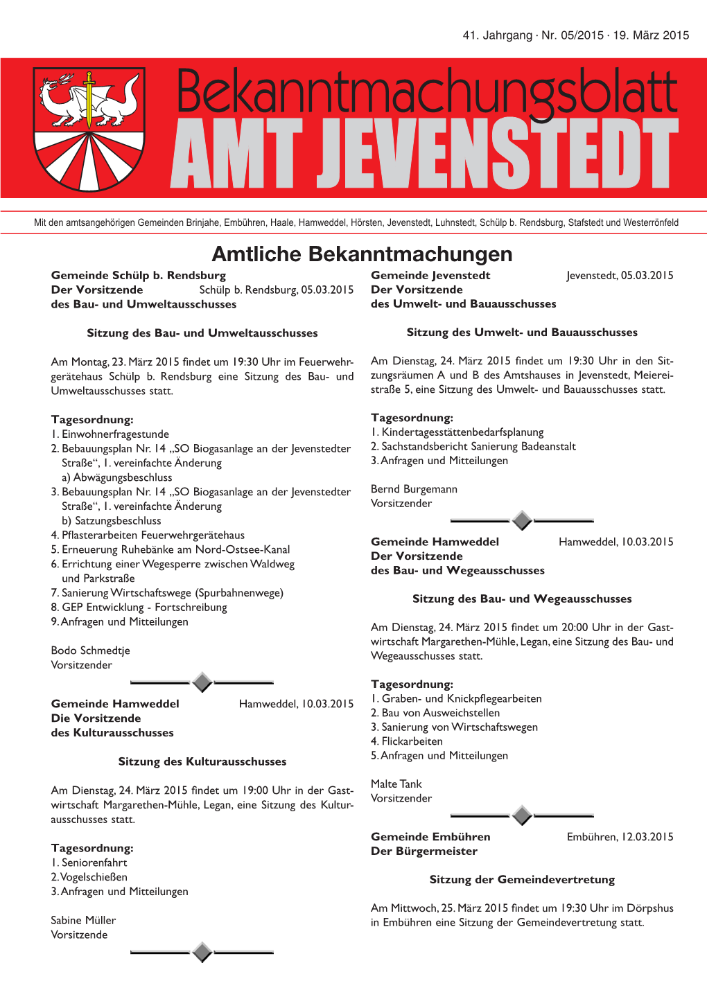 Amtliche Bekanntmachungen Gemeinde Schülp B