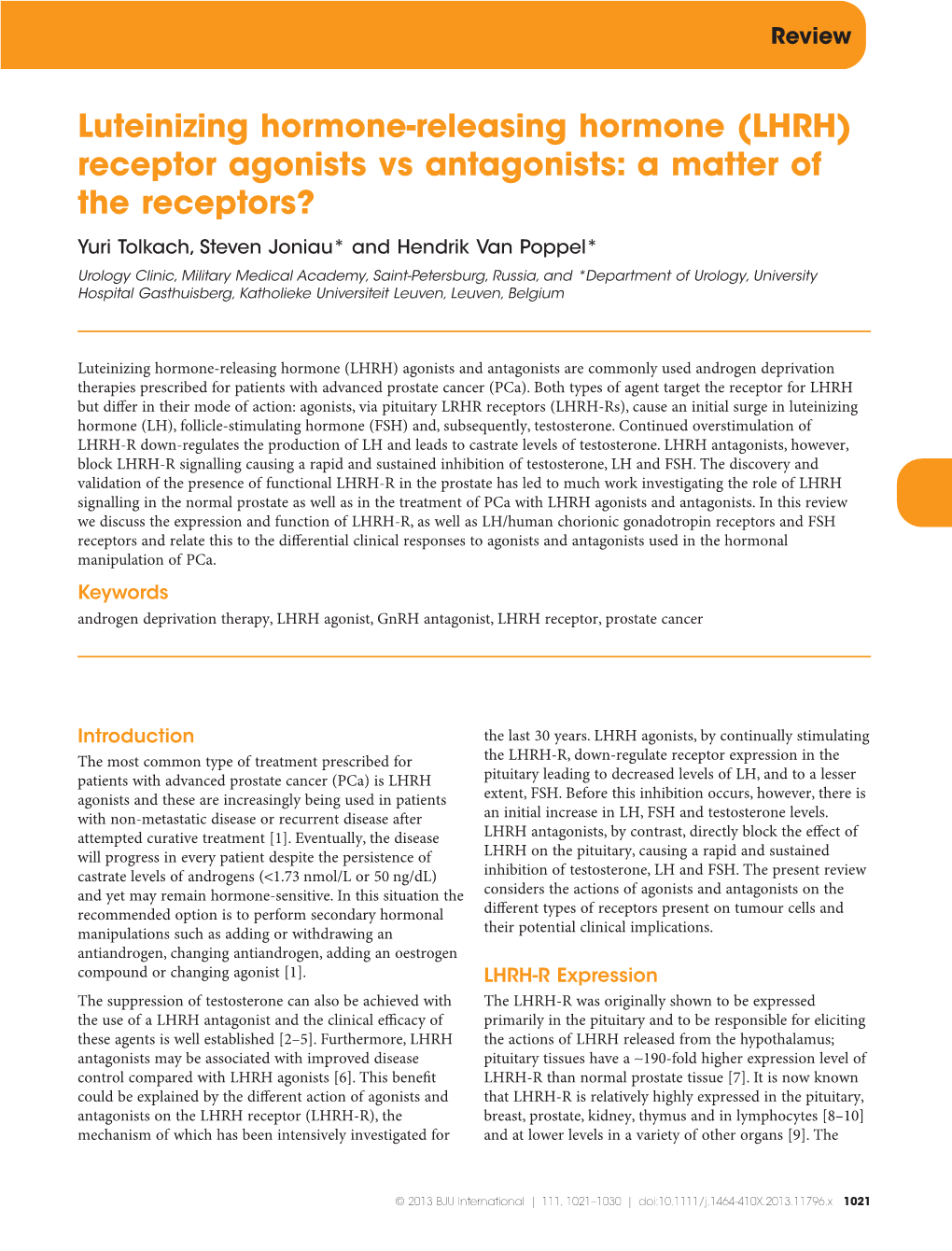 Luteinizing Hormonereleasing Hormone (LHRH) Receptor Agonists Vs Antagonists