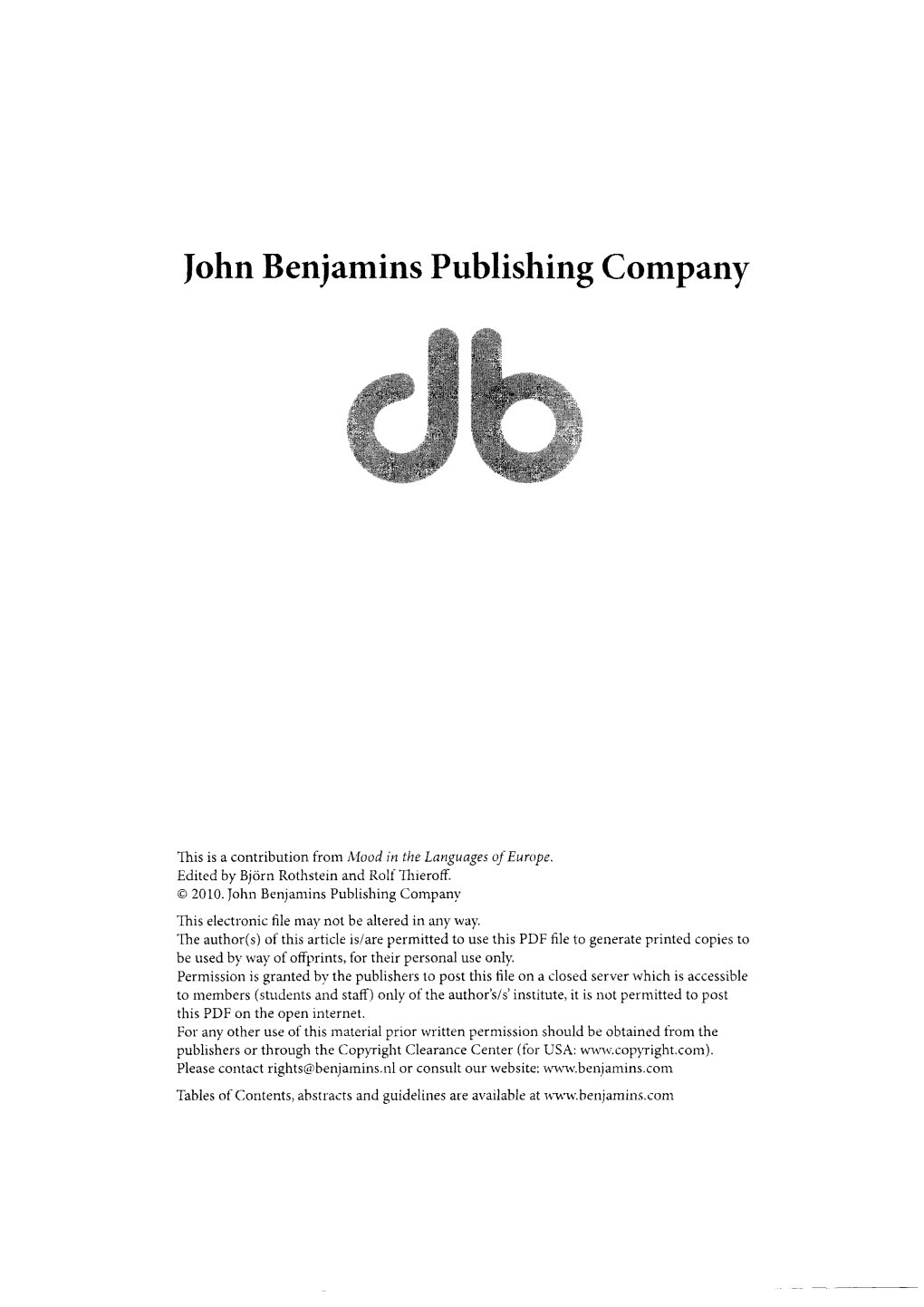 |Ohn Benjamins Publishing Company