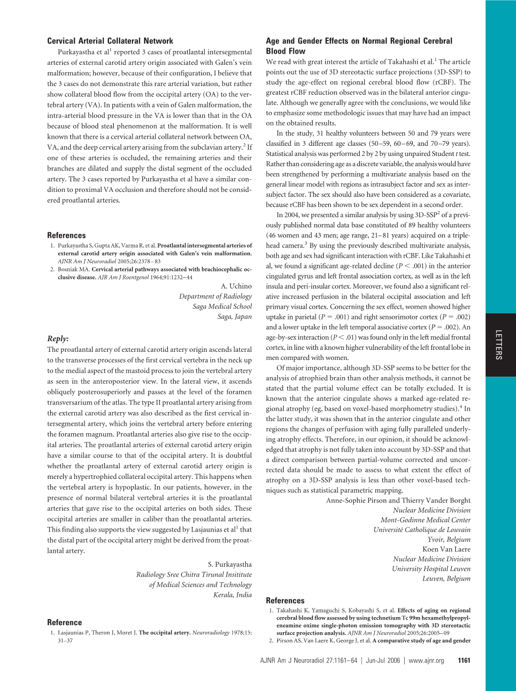 Cervical Arterial Collateral Network References Reply: Reference Age