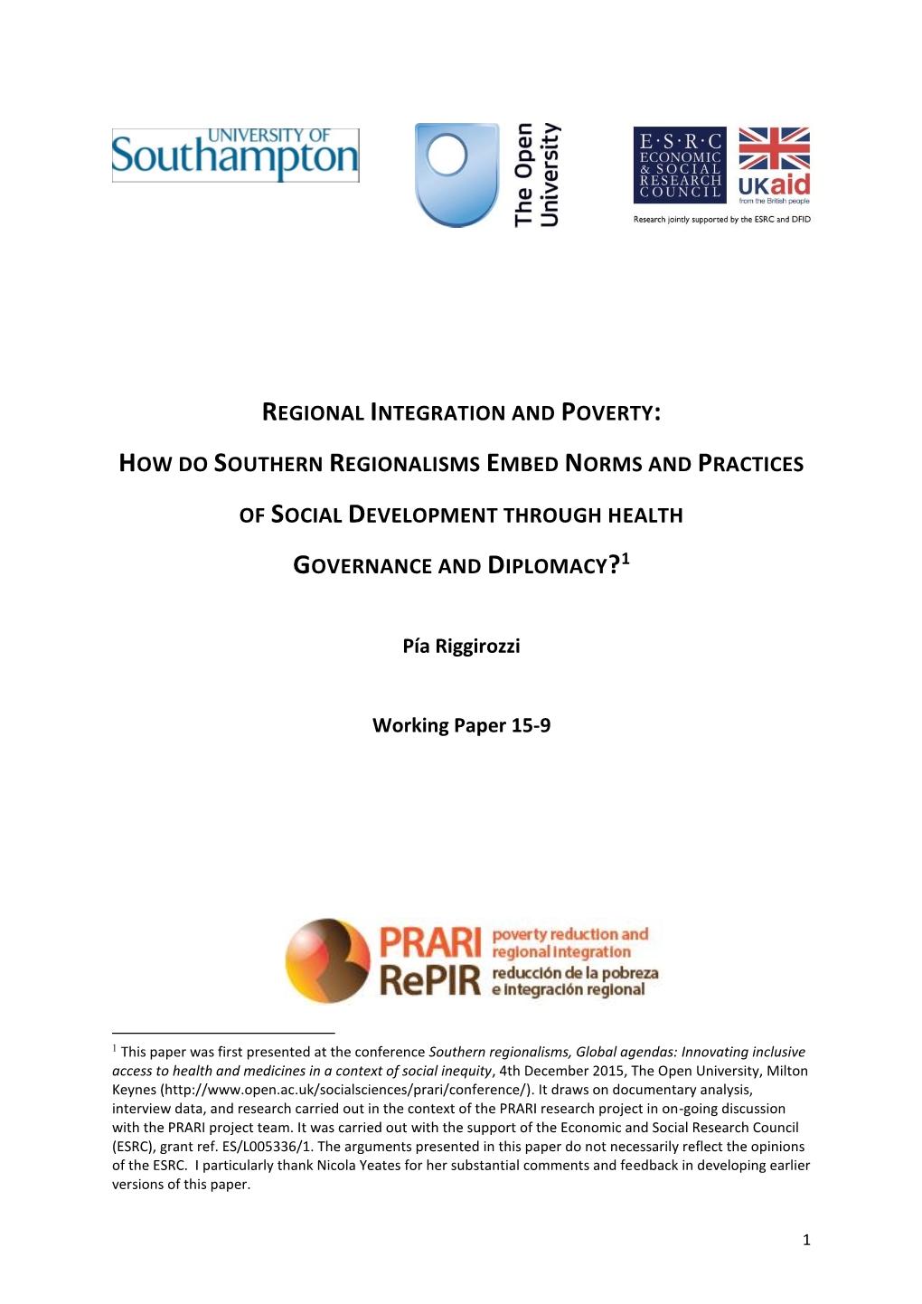 Regional Integration and Poverty