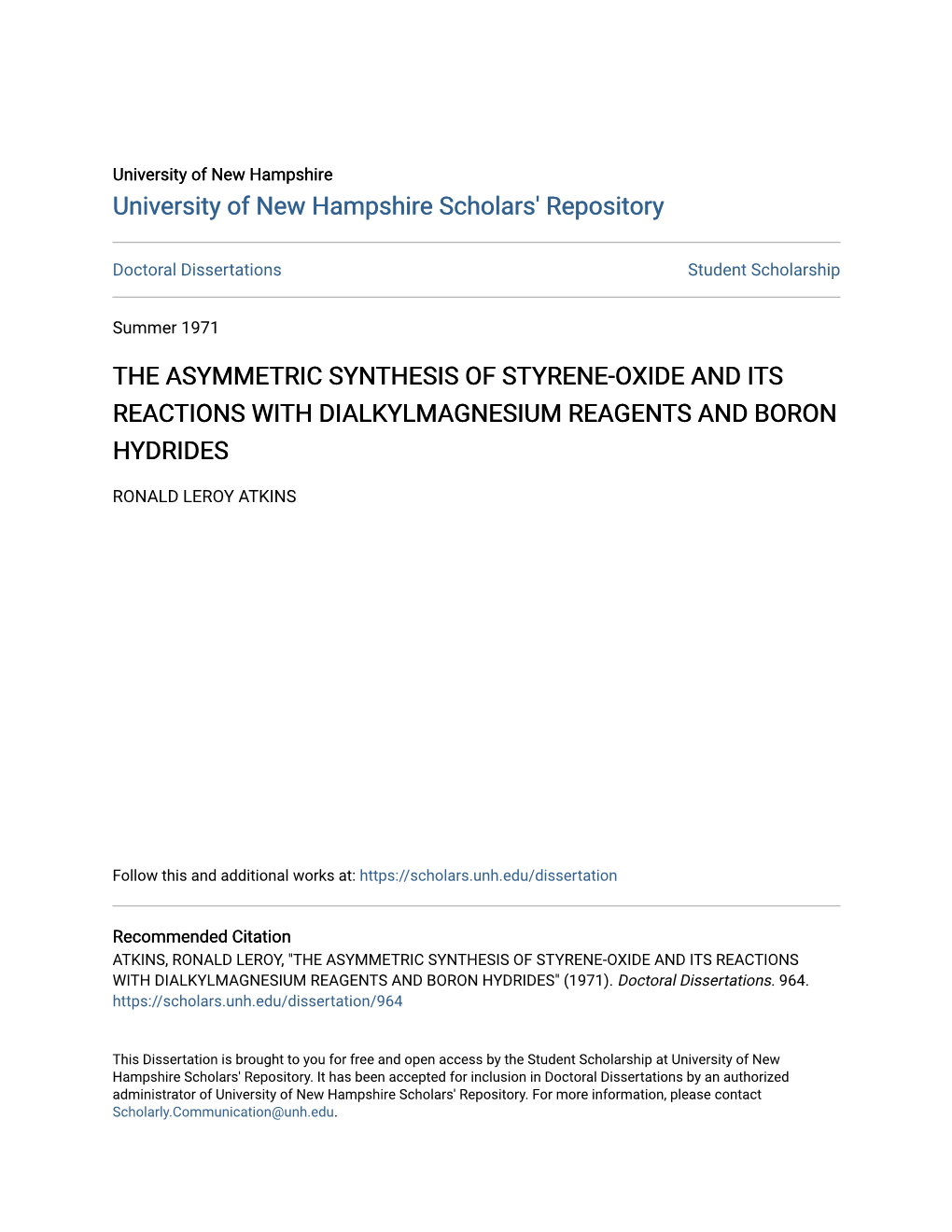 The Asymmetric Synthesis of Styrene-Oxide and Its Reactions with Dialkylmagnesium Reagents and Boron Hydrides