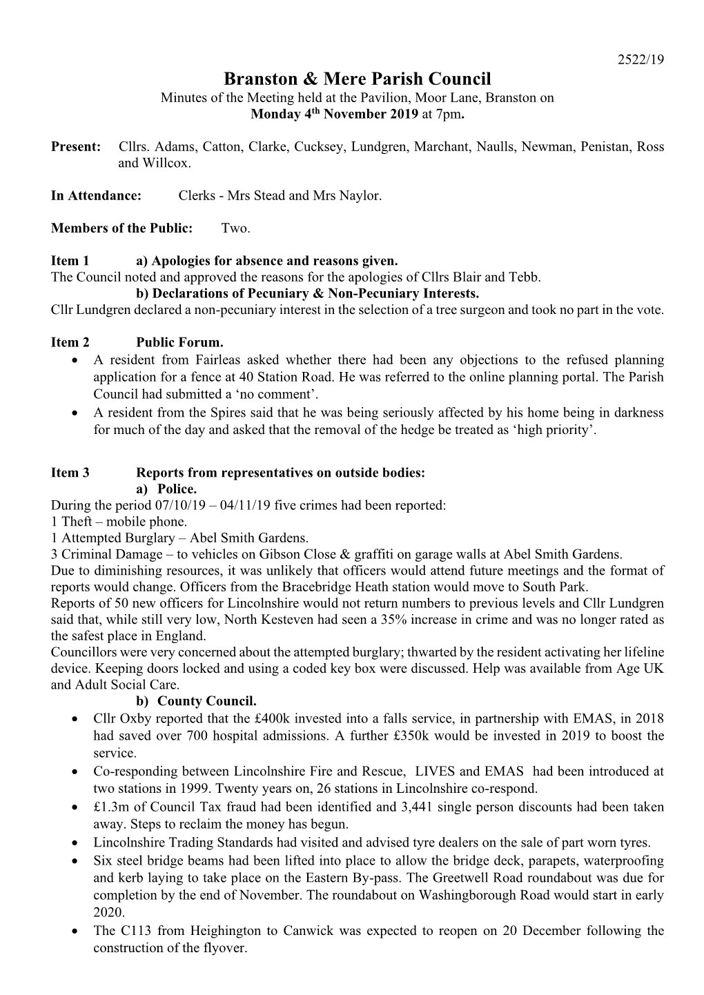 Branston & Mere Parish Council