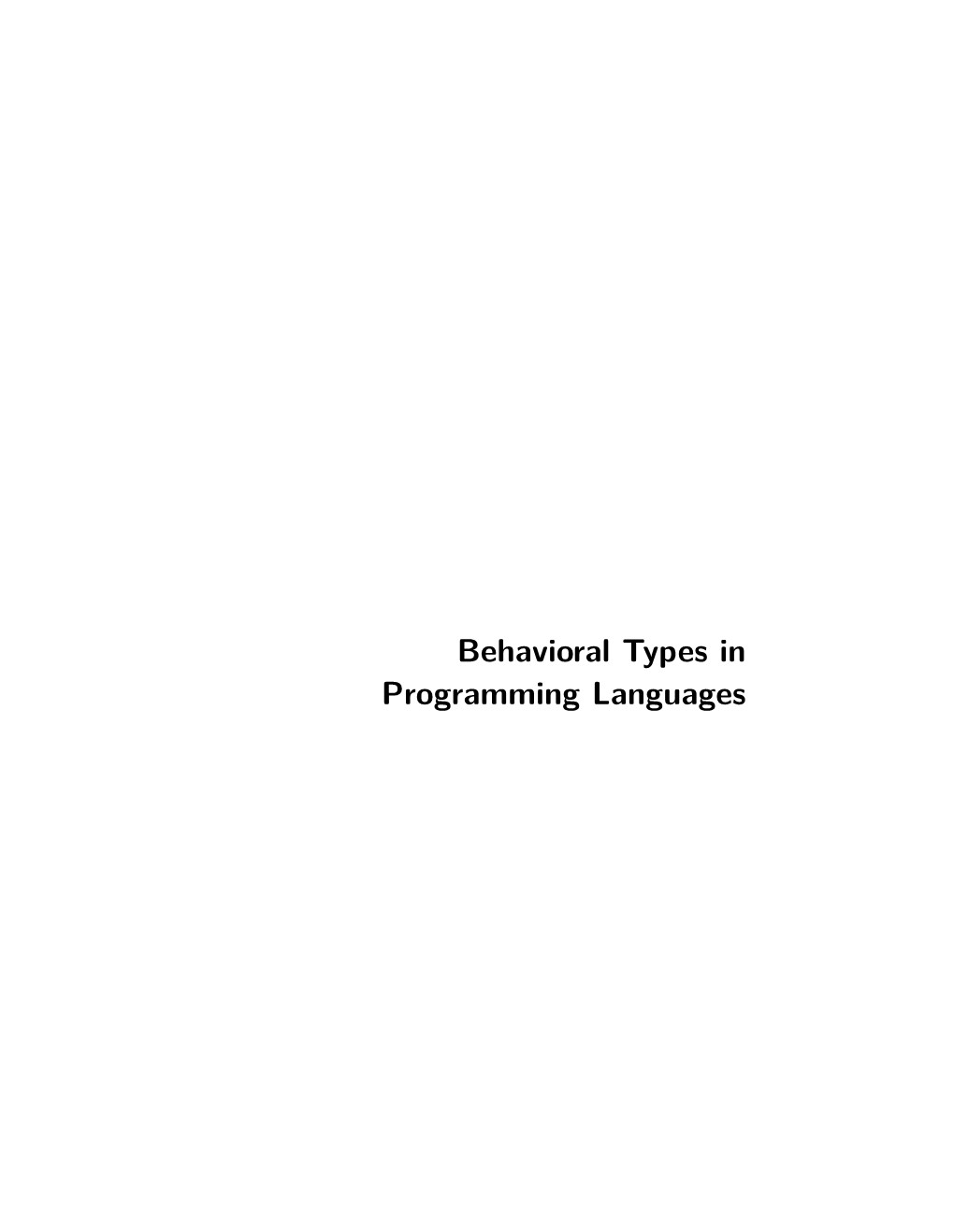 Behavioral Types in Programming Languages