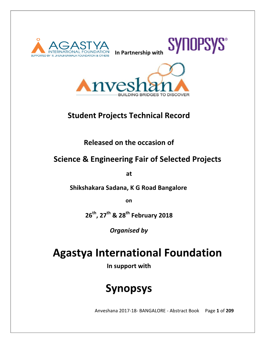 Agastya International Foundation Synopsys