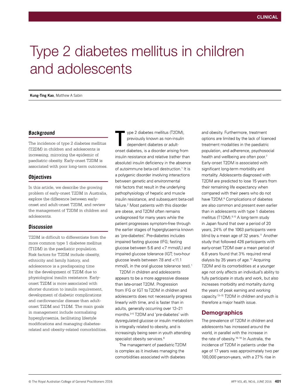 Type 2 Diabetes Mellitus in Children and Adolescents