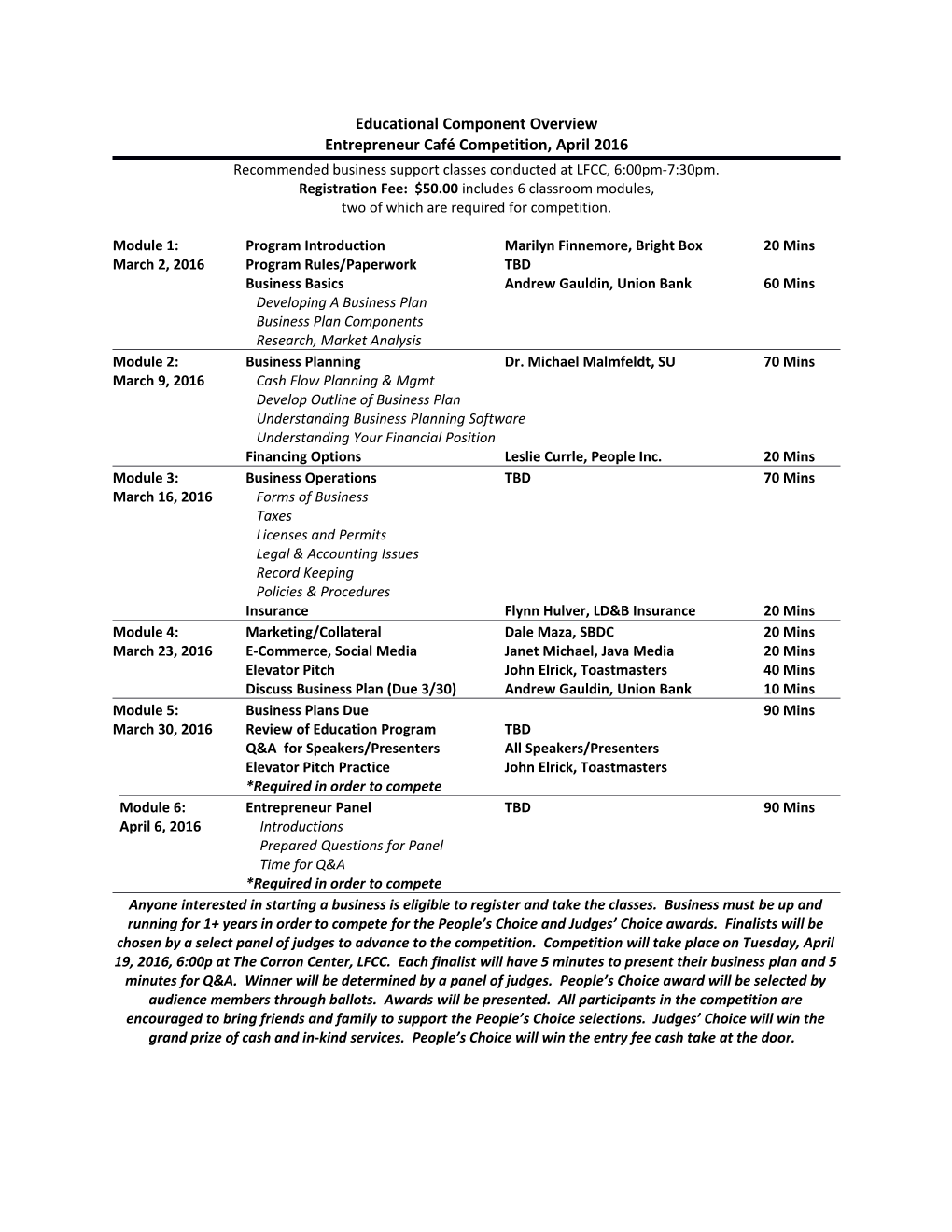 Educational Component Overview