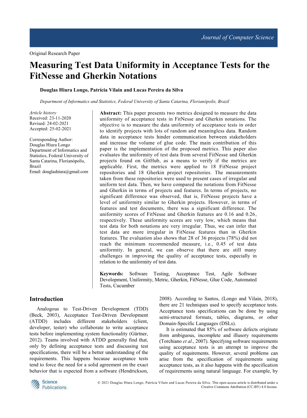 Measuring Test Data Uniformity in Acceptance Tests for the Fitnesse and Gherkin Notations