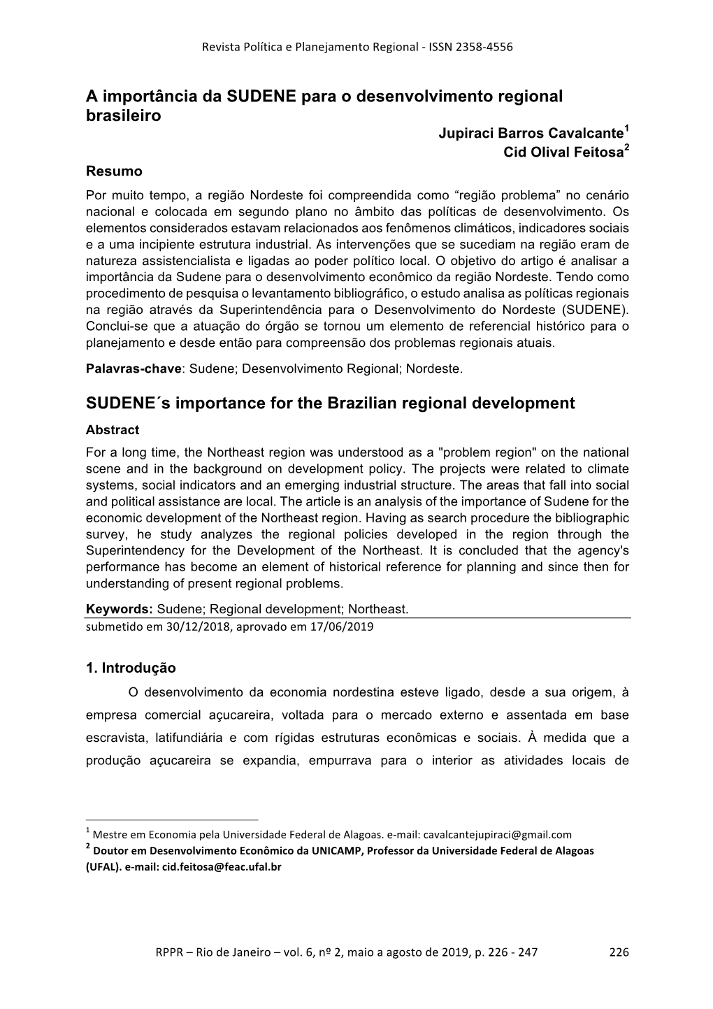 A Importância Da SUDENE Para O Desenvolvimento Regional Brasileiro