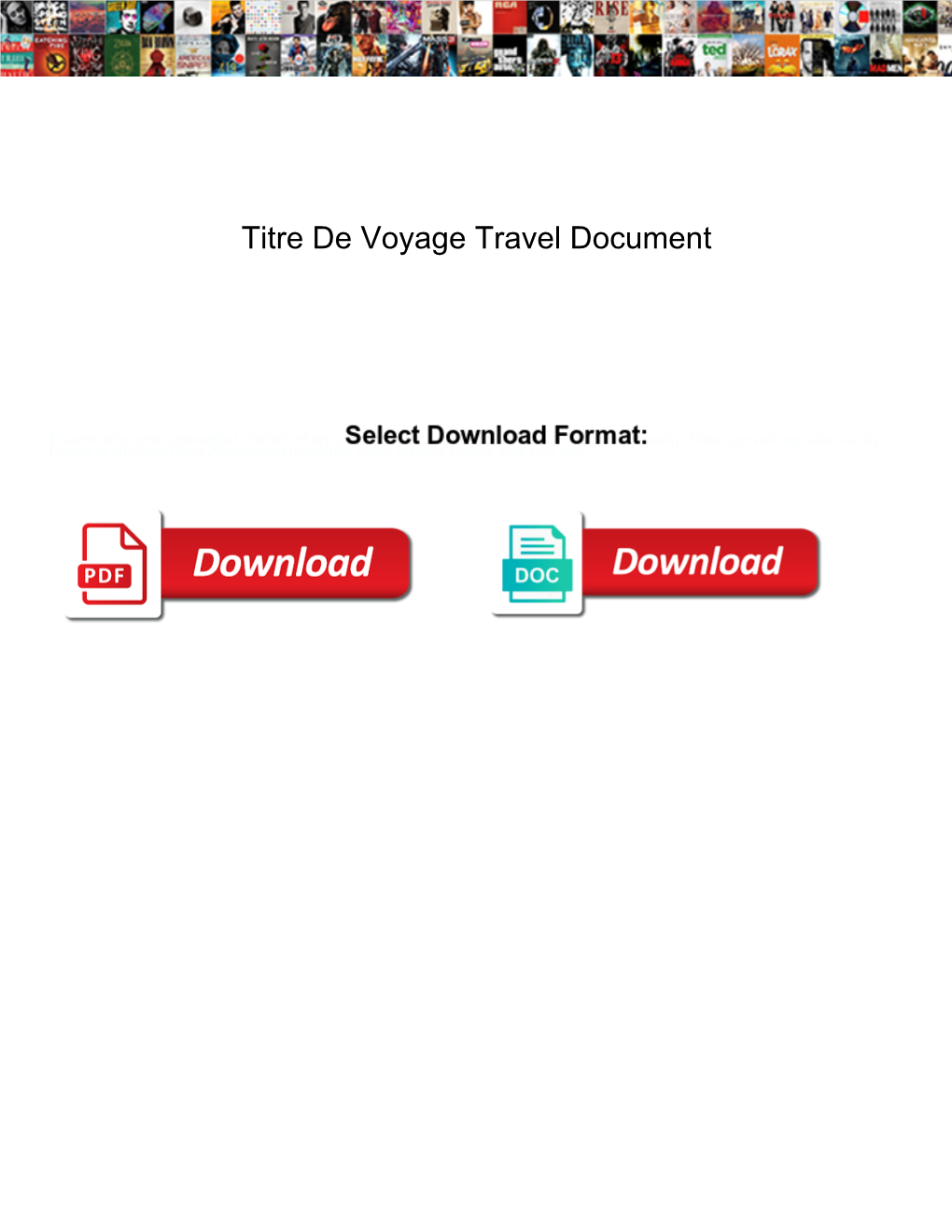 Titre De Voyage Travel Document