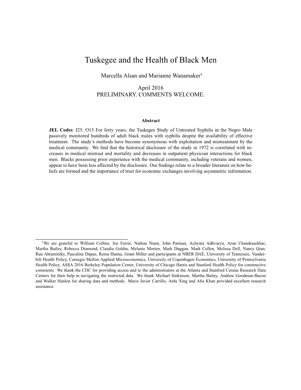 Tuskegee and the Health of Black Men