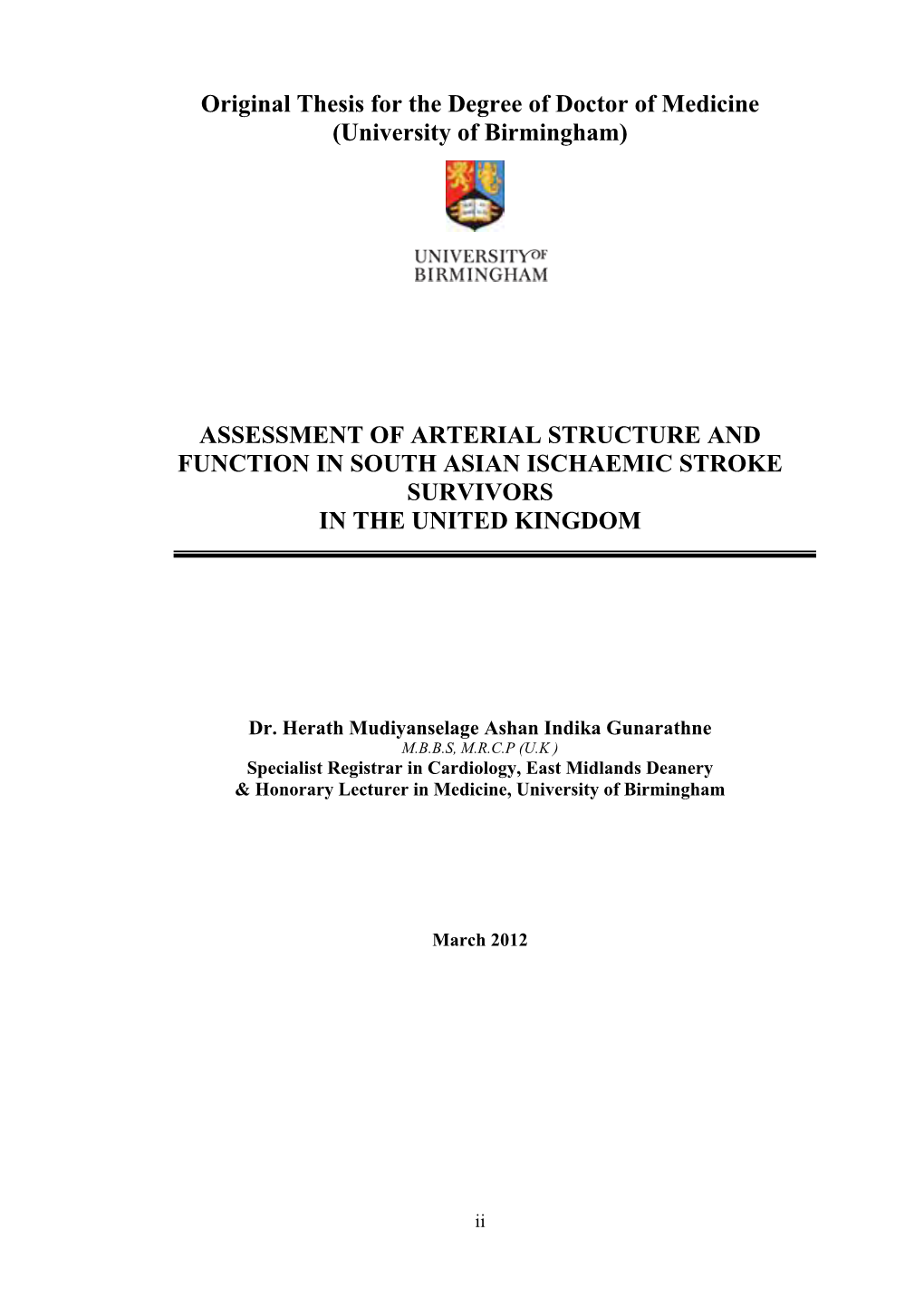 Assessment of Arterial Structure and Function in South Asian Ischaemic Stroke Survivors in the United Kingdom