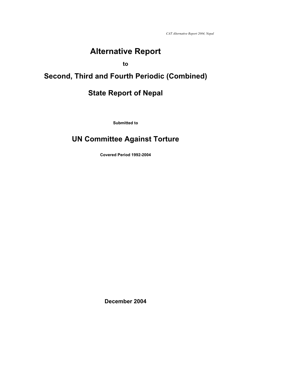 Alternative Report 2004, Nepal