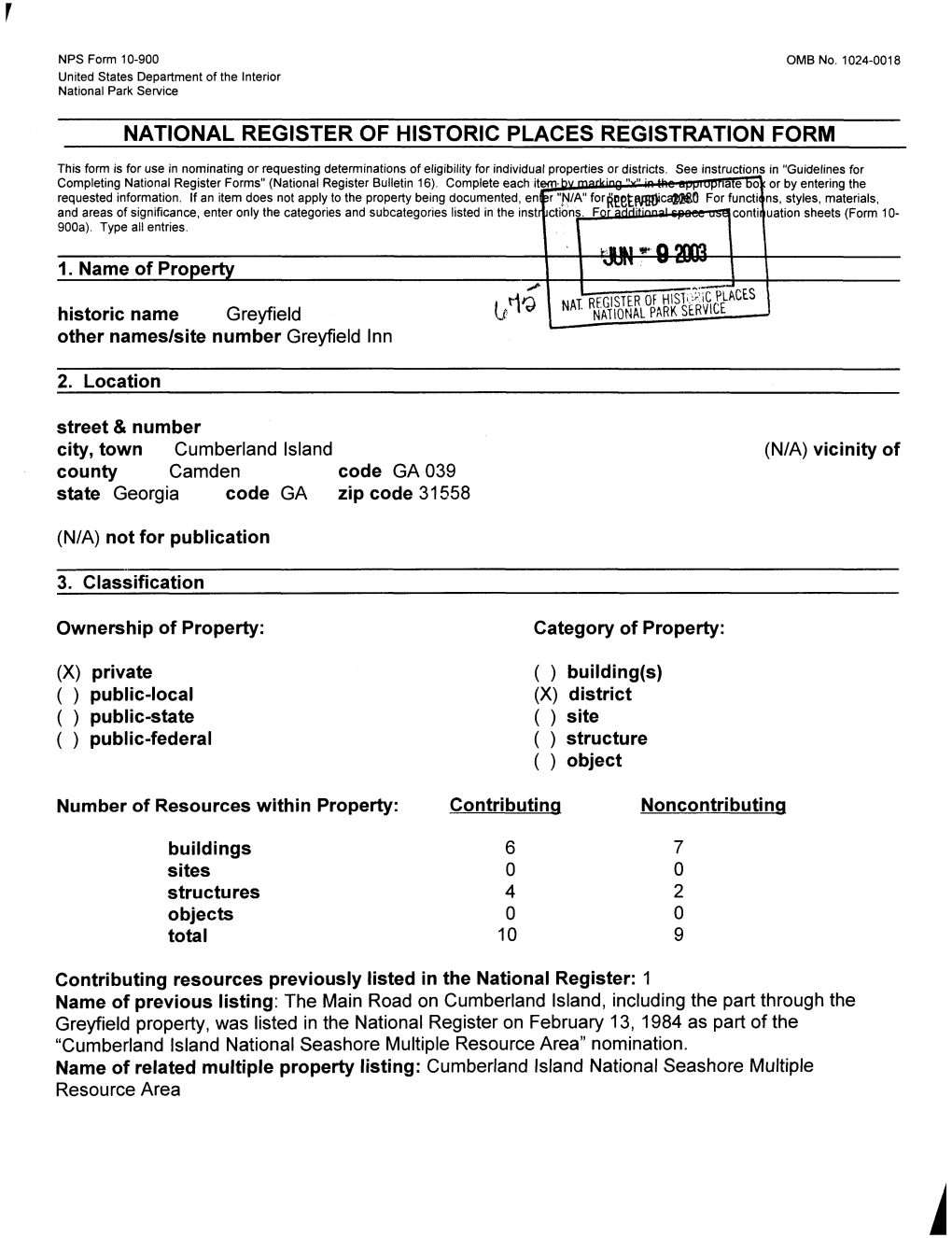 National Register of Historic Places Registration Form 6