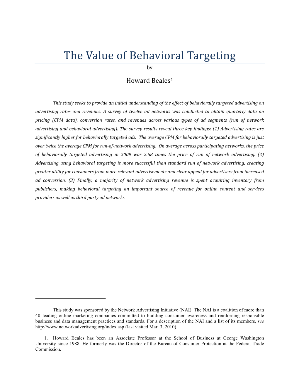 The Value of Behavioral Targeting By