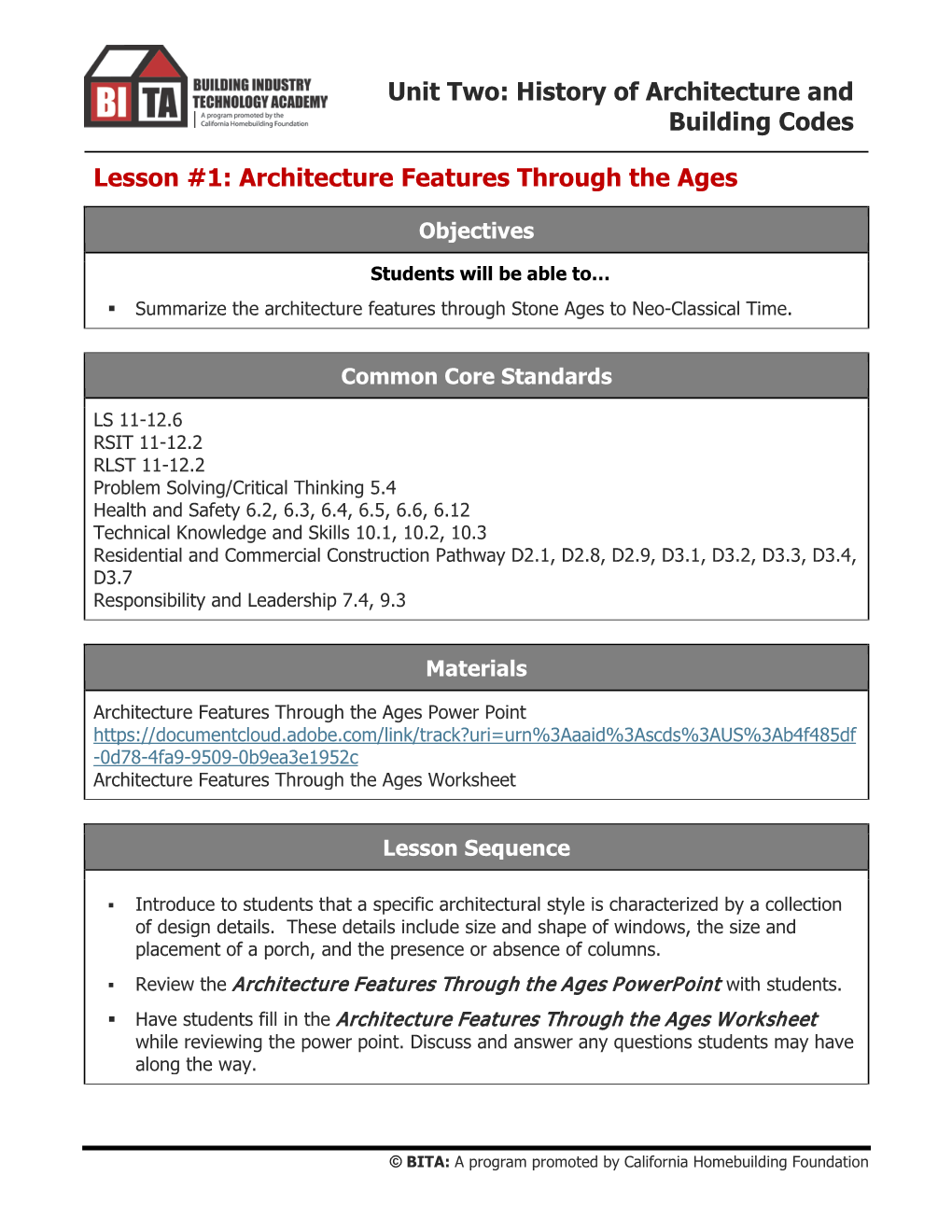 Lesson #1: Architecture Features Through the Ages