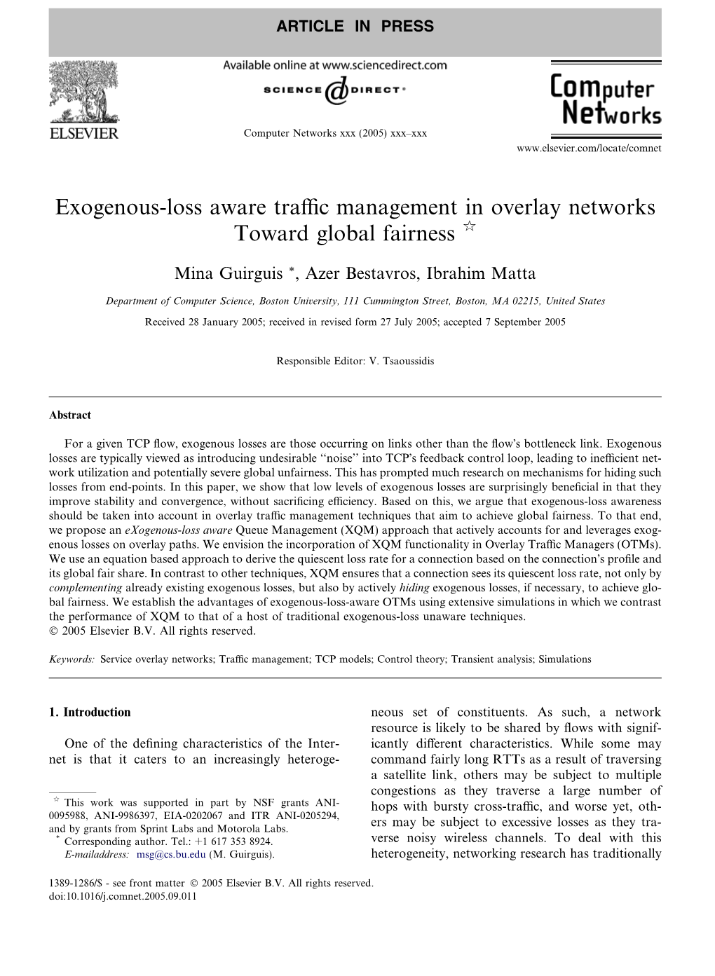 Exogenous-Loss Aware Traffic Management in Overlay Networks