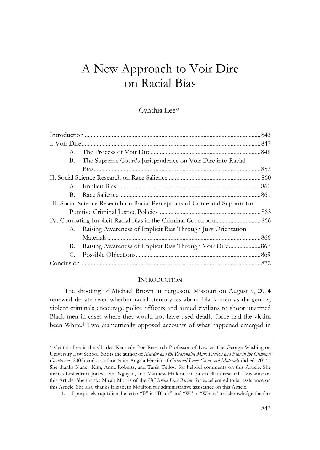 A New Approach to Voir Dire on Racial Bias