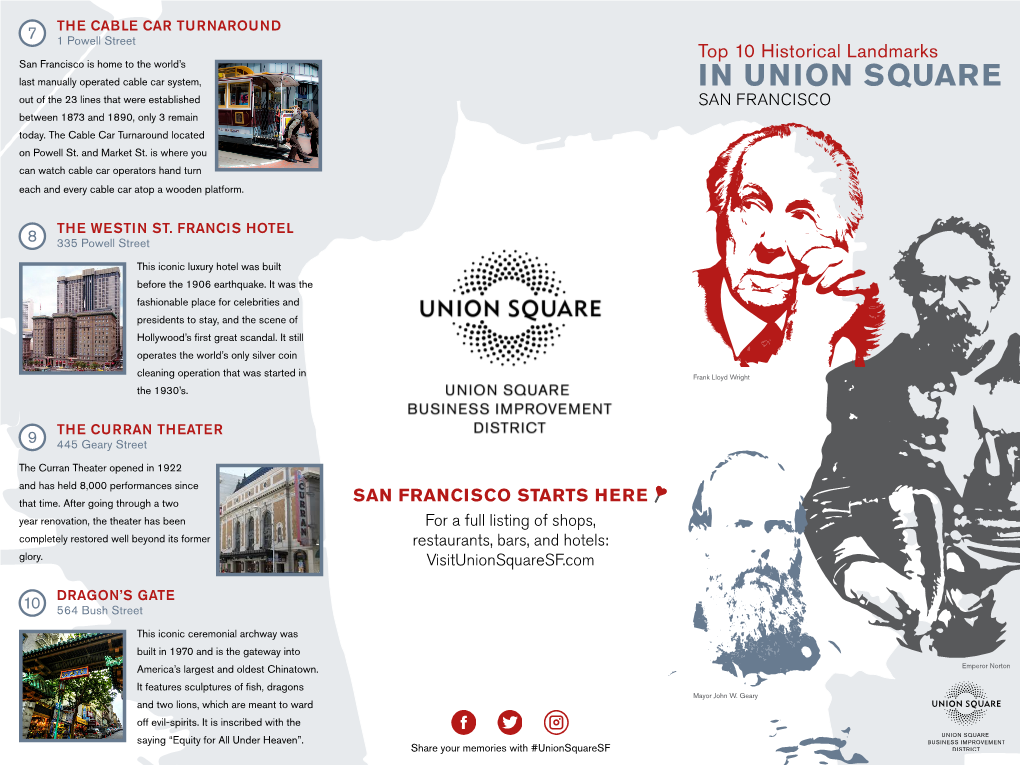 IN UNION SQUARE out of the 23 Lines That Were Established SAN FRANCISCO Between 1873 and 1890, Only 3 Remain Today
