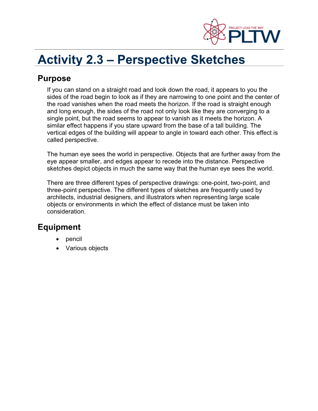 Activity 1.2.3:Perspective Sketches