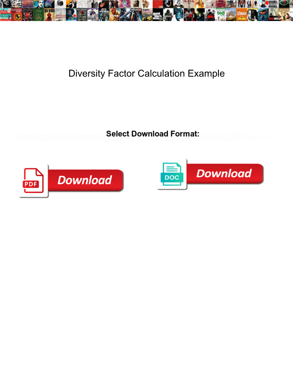 Diversity Factor Calculation Example
