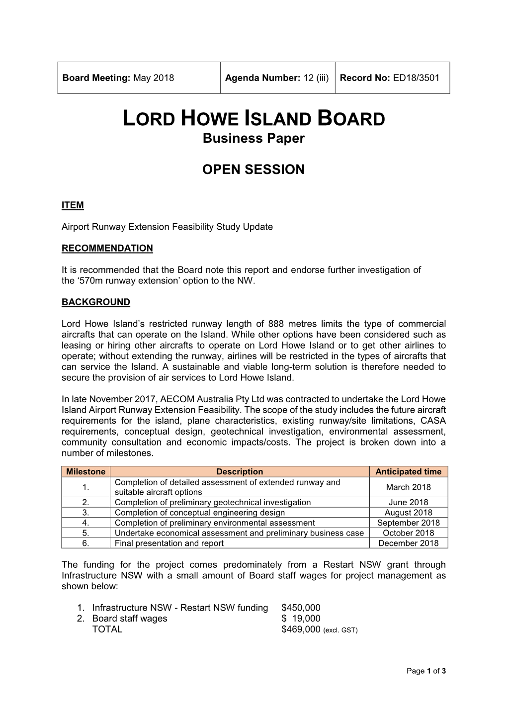 (Iii) Airport Runway Extension Feasibility Study Update