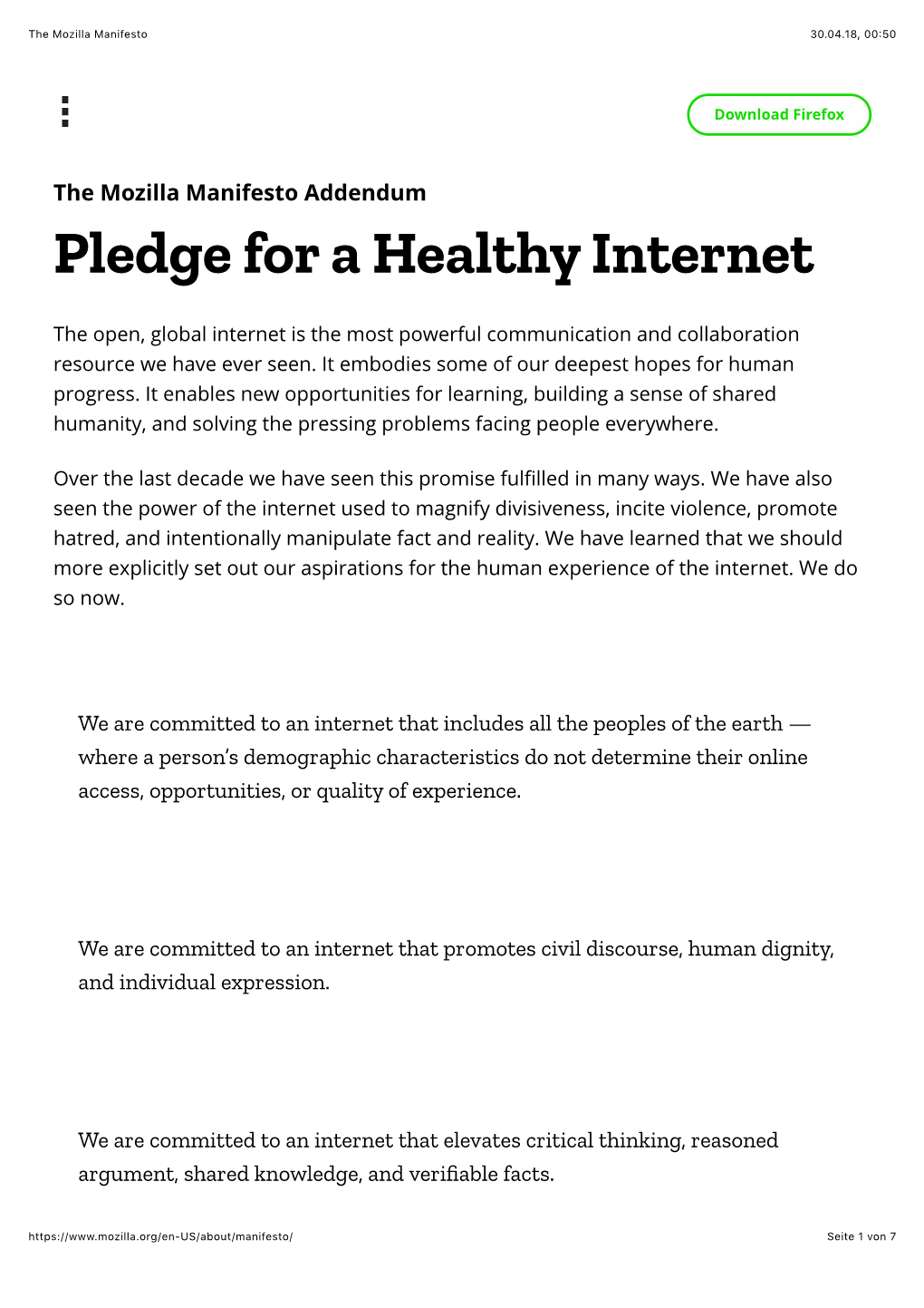 The Mozilla Manifesto 30.04.18, 00�50