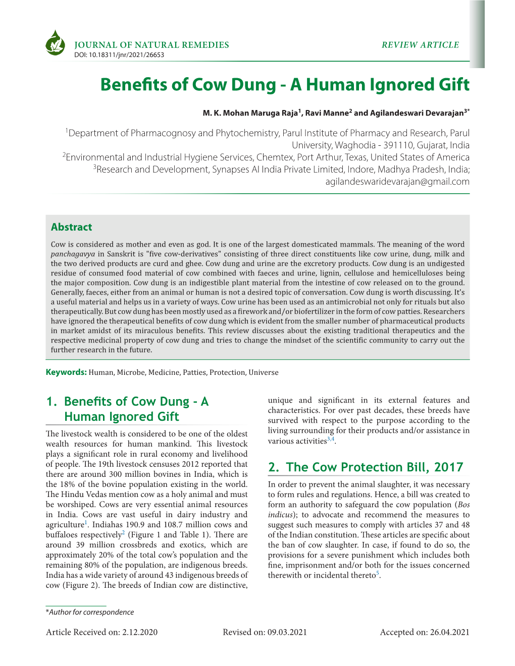 Benefits of Cow Dung - a Human Ignored Gift