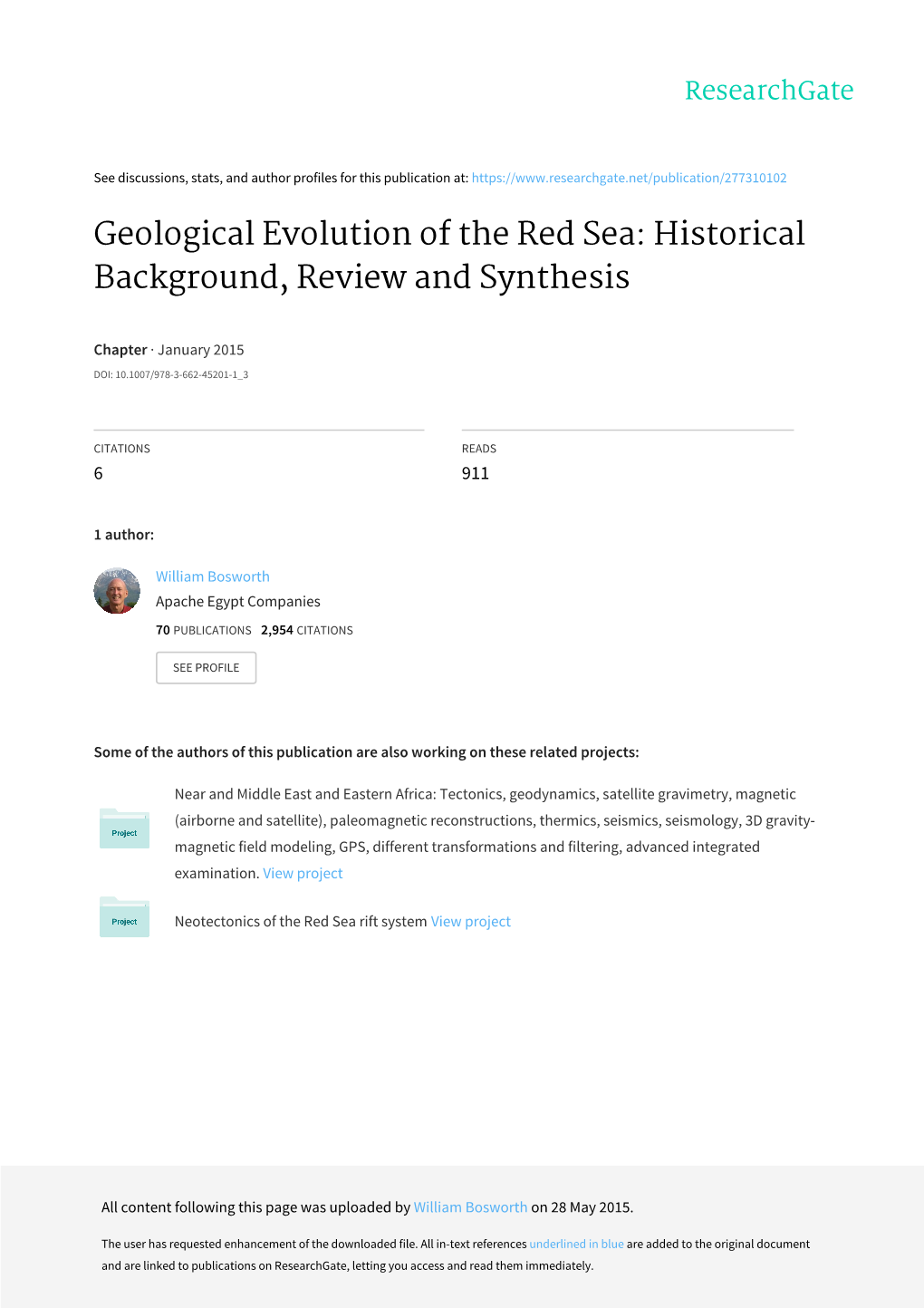 Geological Evolution of the Red Sea: Historical Background, Review and Synthesis