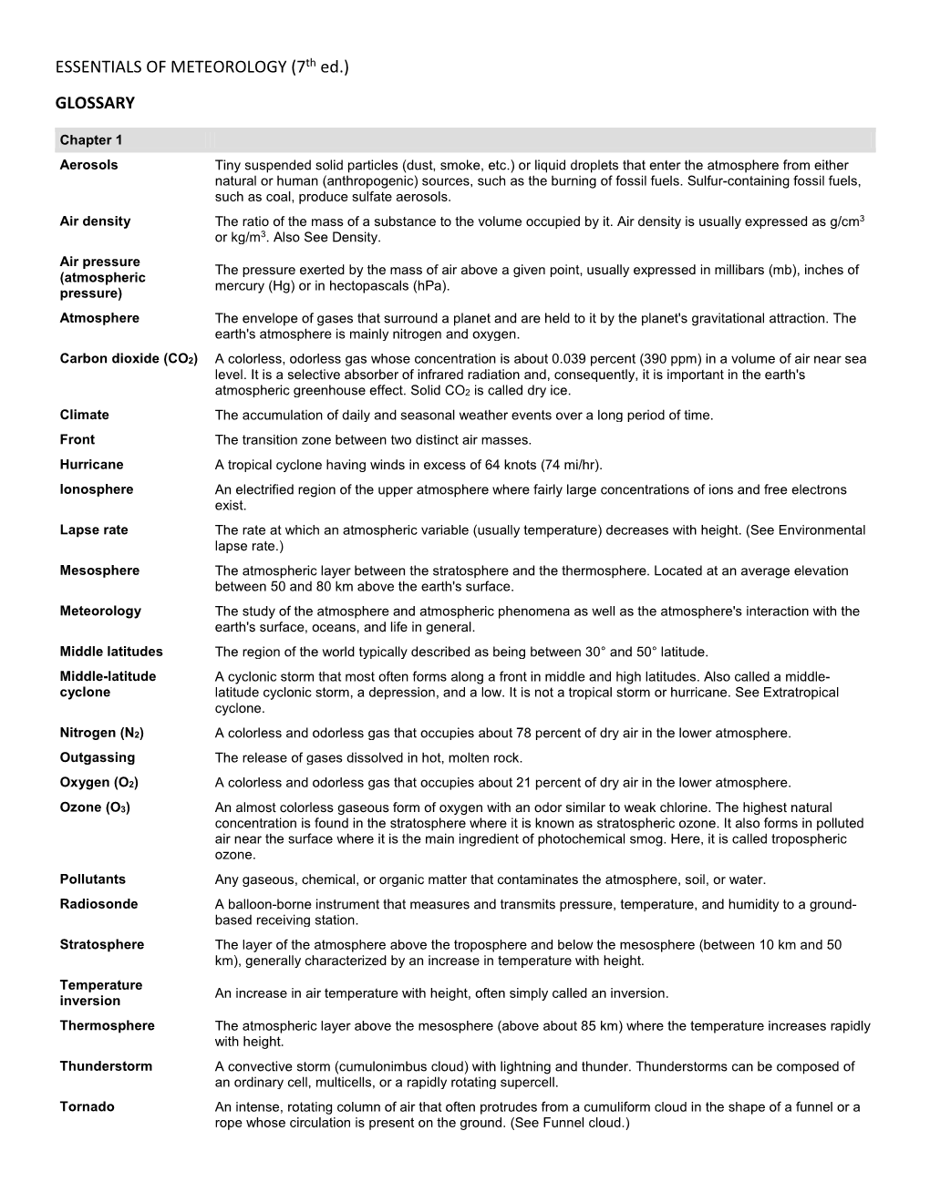 ESSENTIALS of METEOROLOGY (7Th Ed.) GLOSSARY