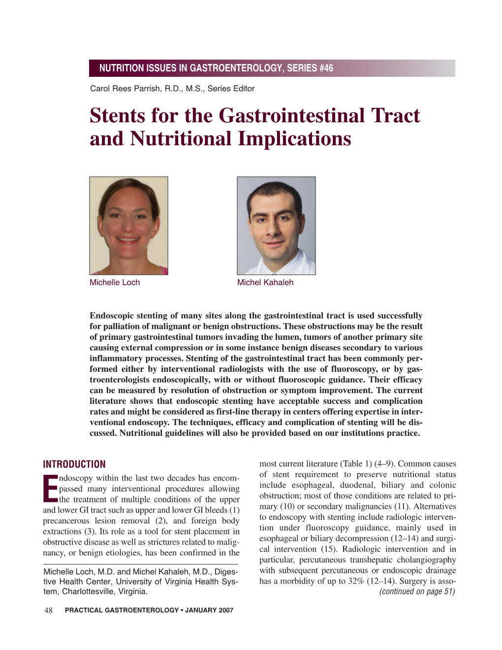 Stents for the Gastrointestinal Tract and Nutritional Implications