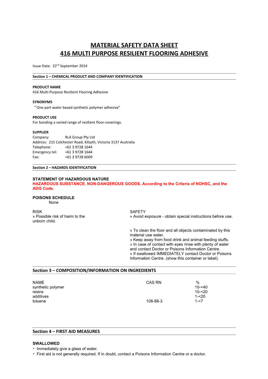 Material Safety Data Sheet s35