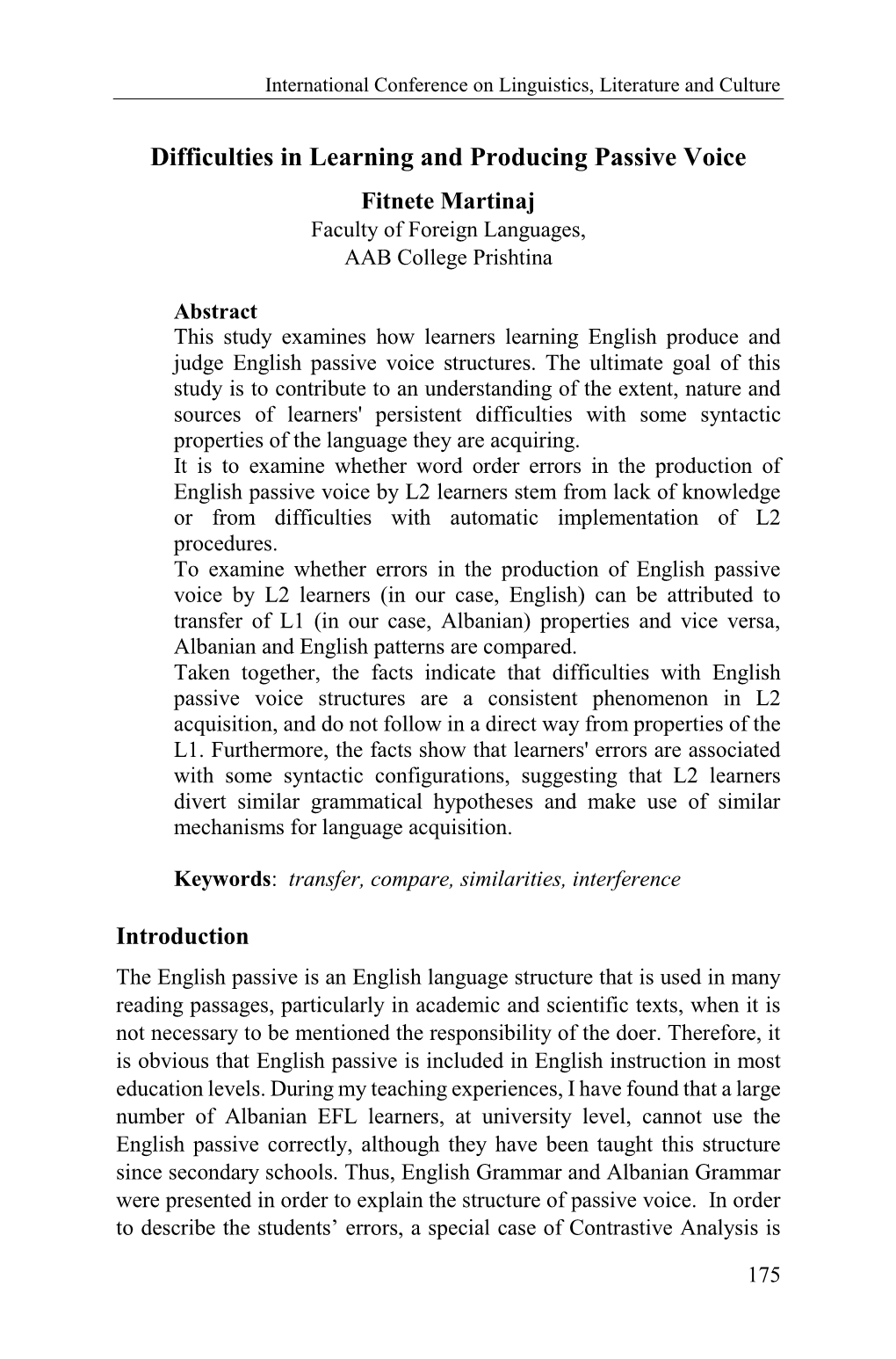 Difficulties in Learning and Producing Passive Voice