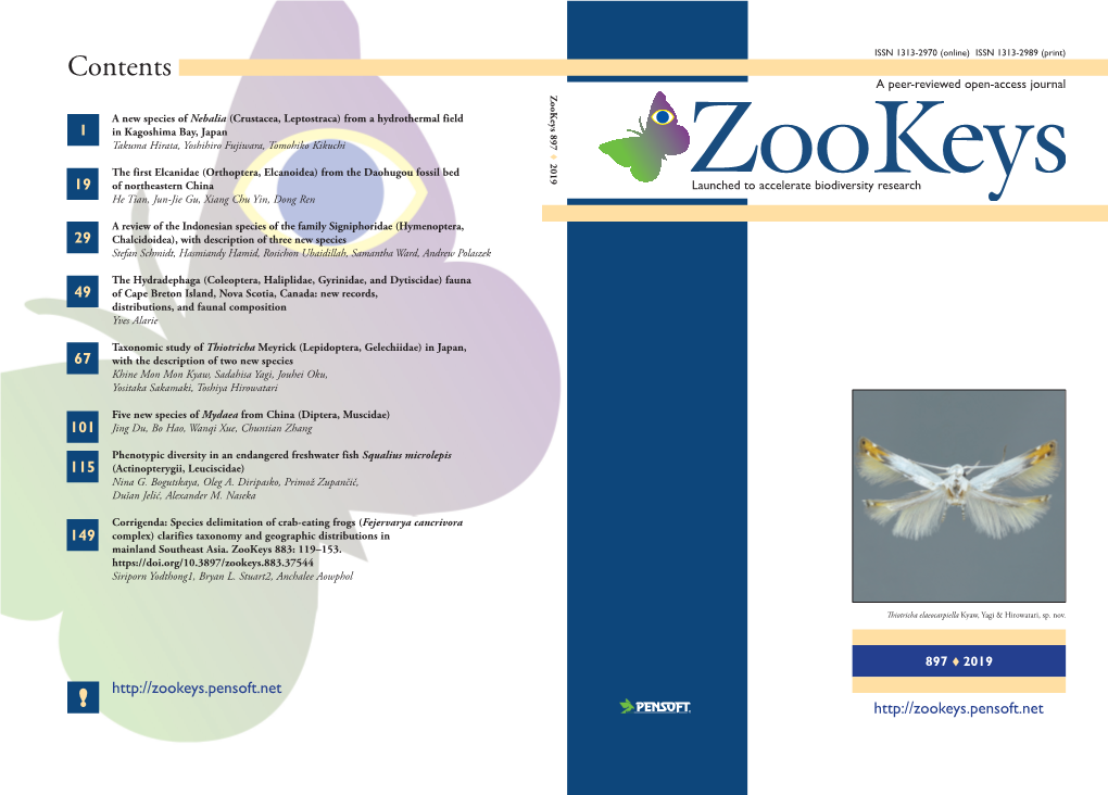 Contents a Peer-Reviewed Open-Access Journal Zookeys 897