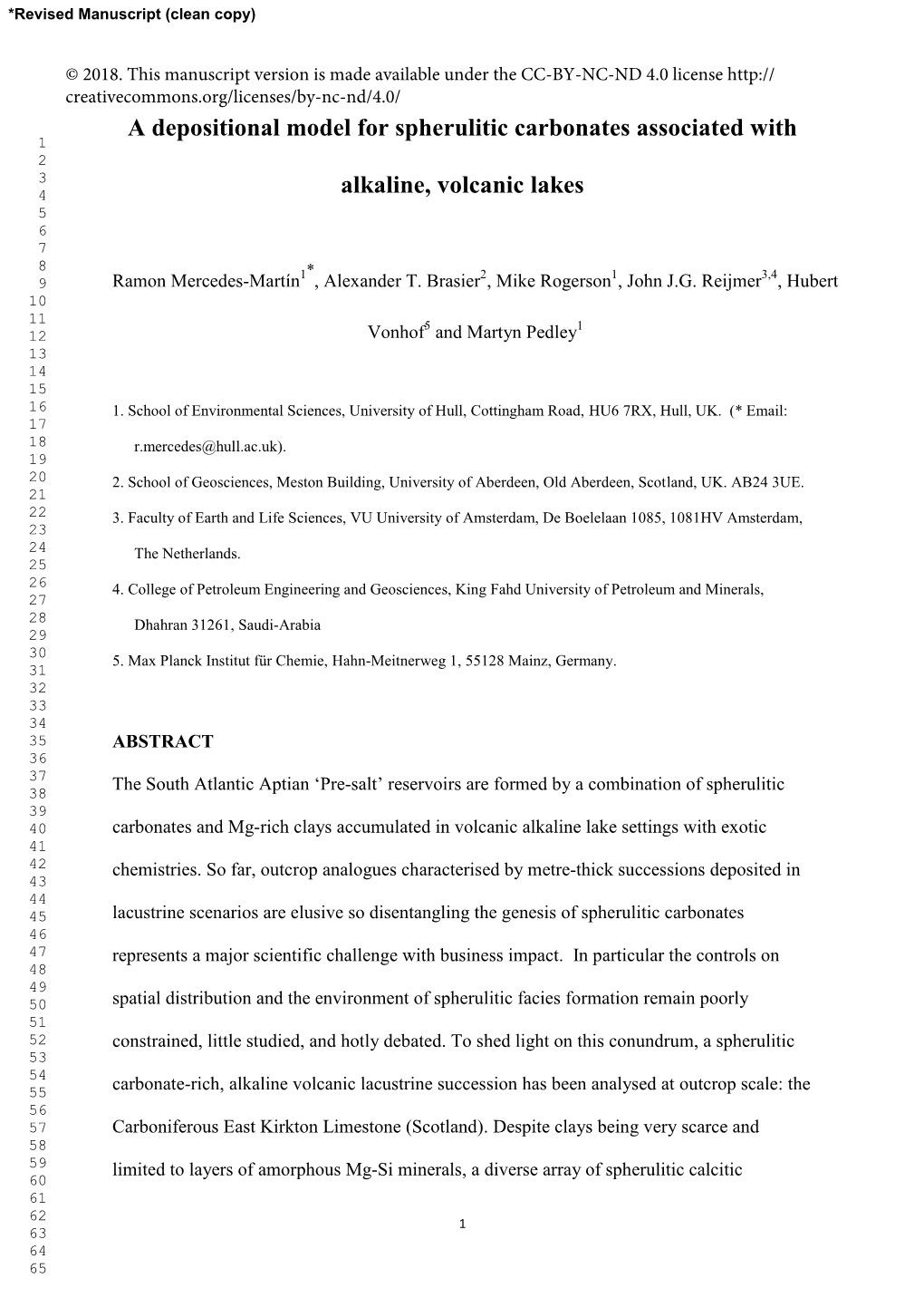 A Depositional Model for Spherulitic Carbonates Associated with Alkaline